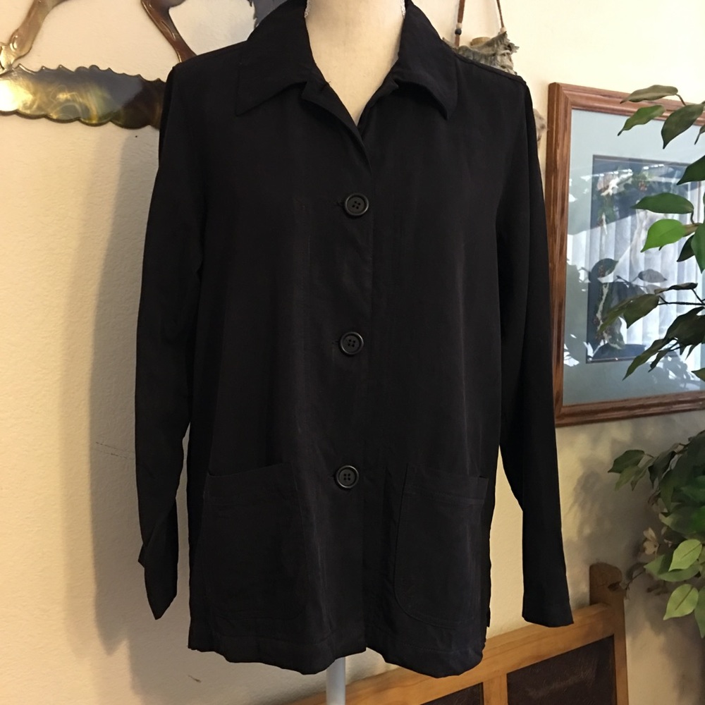 Talbots Black Lightweight Button Front Shirt Nwot - image 1
